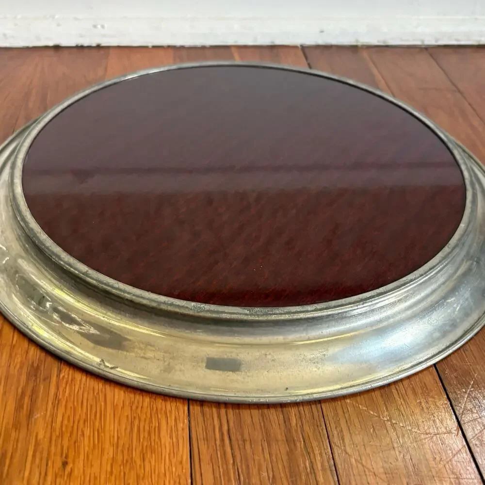 1940s Distinctive American Pewter Formica  Vintage Cocktail Trays Set of 2